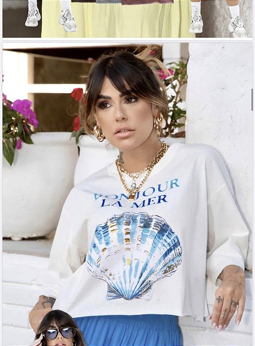 Tshirt oversized Cropped algodão