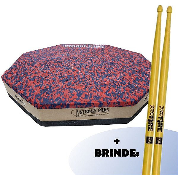 Kit Pad 9'' Dupla Face Stroke Pads + Baqueta Pro Fire 7A