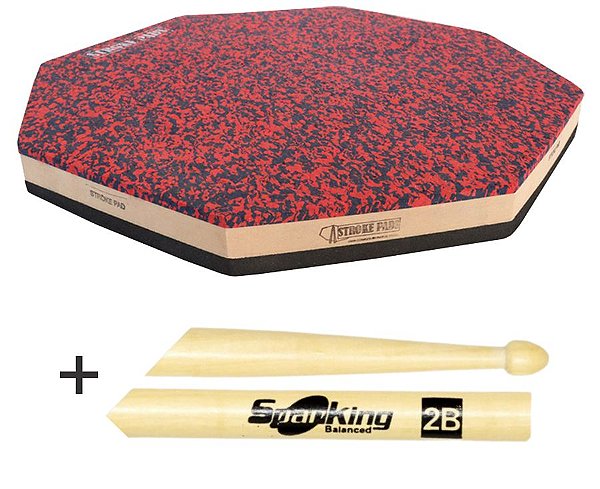 Pad 14'' Stroke Pads Dupla Face J08 + Baqueta Spanking 2B