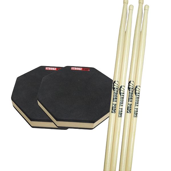 2 Pads de Estudo 7'' Stroke Pads S07 + 2 Pares de Baquetas