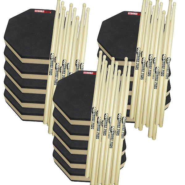 15 Pads de Estudo 7'' Stroke Pads S07 + 15 Pares de Baquetas