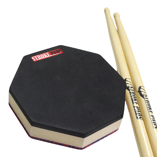 Pad 6'' Econômico Stroke Pads S11 Dupla Face + Par de Baquetas