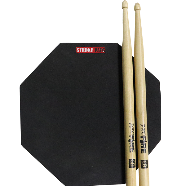 Pad 9'' DuplaFace P08 Stroke Pads + Baqueta Pro Fire 5B PM