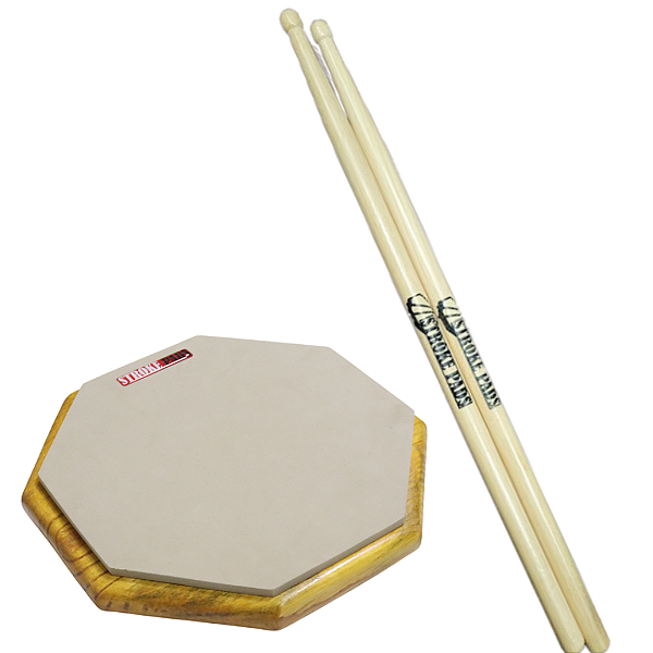 Pad de Estudo 10'' Stroke Pads R02 Bege + Par de Baquetas