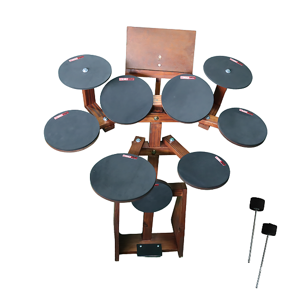 Bateria de Estudos Stroke Pads 9 Peças BAT06 em Madeira (Modelo Econômico)