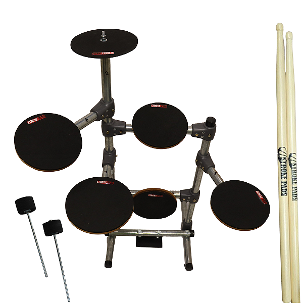 Bateria de Estudos Stroke Pads 6 Peças BAT02 + Par de Baquetas