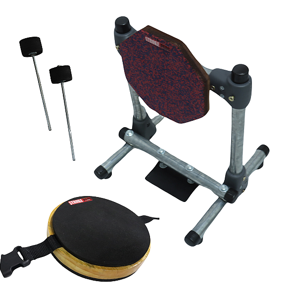 Pad Praticável de Bumbo Stroke Pads B01 + Pad 6'' Dupla Face P/ Perna S02