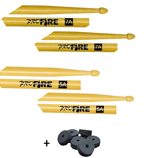 Kit 10 Baquetas ProFire PM: 5 Pares 7A +5 Pares 5A (+Brinde)