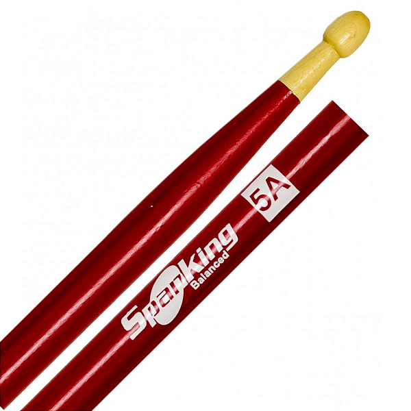 Baqueta Spanking 5A Color Vermelha Ponta De Madeira