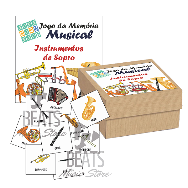 Jogo da Memória Musical - INSTRUMENTOS DE SOPRO (38 Peças Brancas)