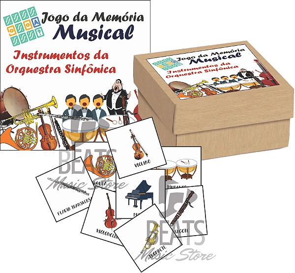 Jogo da Memória Musical - INSTRUMENTOS DA ORQUESTRA SINFÔNICA (44 Peças Brancas)
