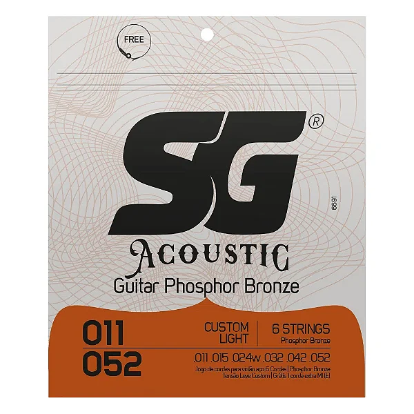 Encordoamento SG Violão Aço 011 Custom Light Phosphor Bronze