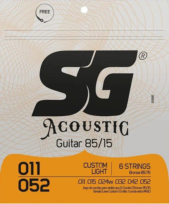 Encordoamento SG Violão Aço Bronze 011 Custom Light