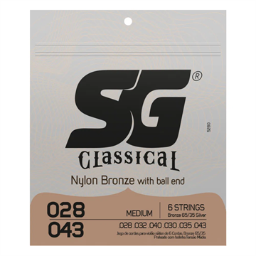 Encordamento SG Violão Nylon Bronze Tensão Média C/ Bol