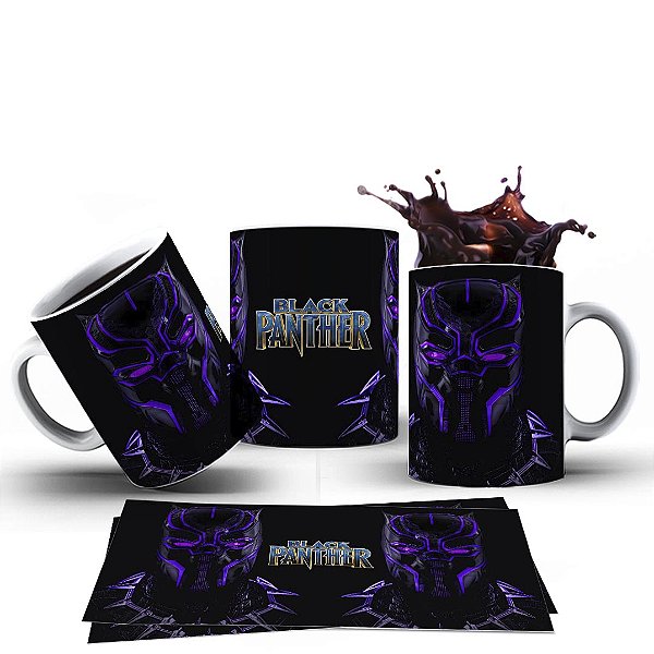 Caneca Xícara Personalizada Pantera Negra Cerâmica 325ml