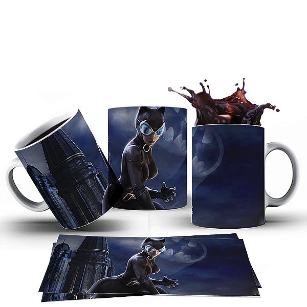 Caneca Xícara Personalizada Mulher Gato Cerâmica 325ml
