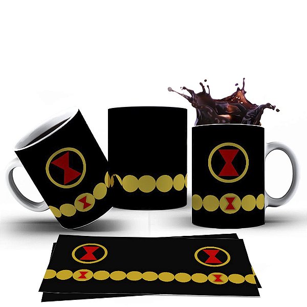 Caneca Xícara Personalizada Viúva Negra Cerâmica 325ml