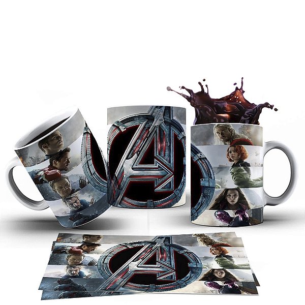 Caneca Xícara Personalizada Vingadores Cerâmica 325ml
