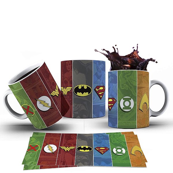 Caneca Xícara Personalizada Liga da Justiça Cerâmica 325ml