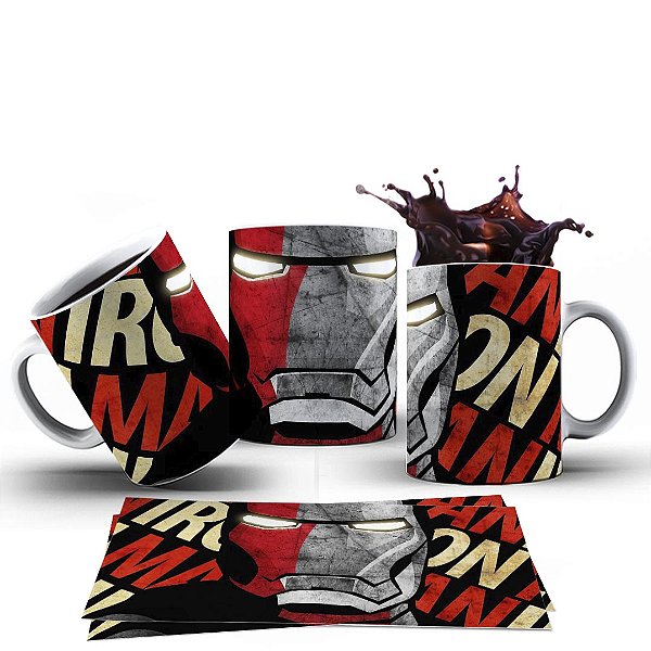 Caneca Xícara Personalizada Homem de Ferro Cerâmica 325ml