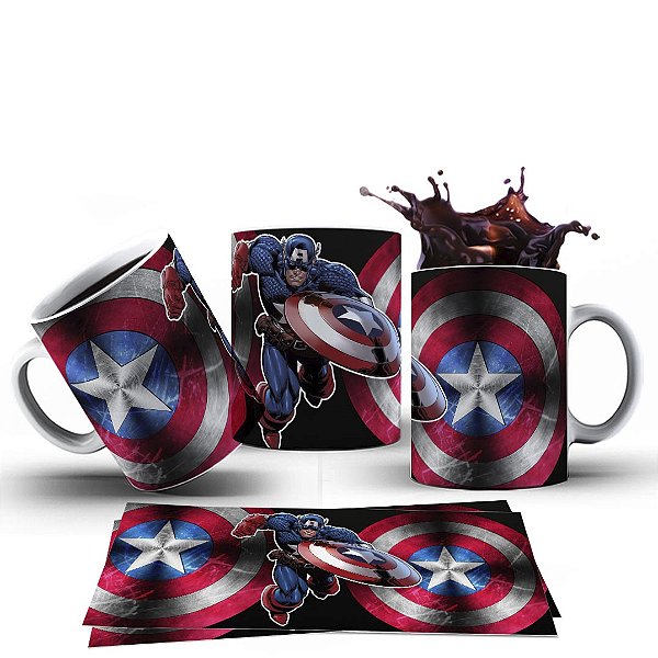 Caneca Xícara Personalizada Capitão América Cerâmica 325ml