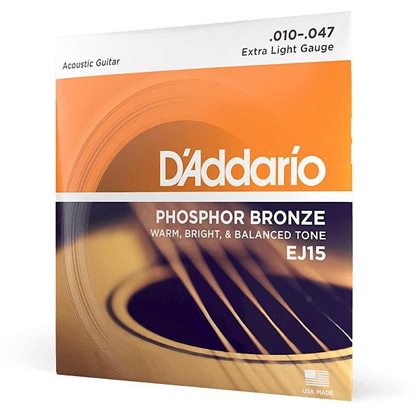 Encordoamento D'addario Violão 010-047 Bronze Fosforoso EL15