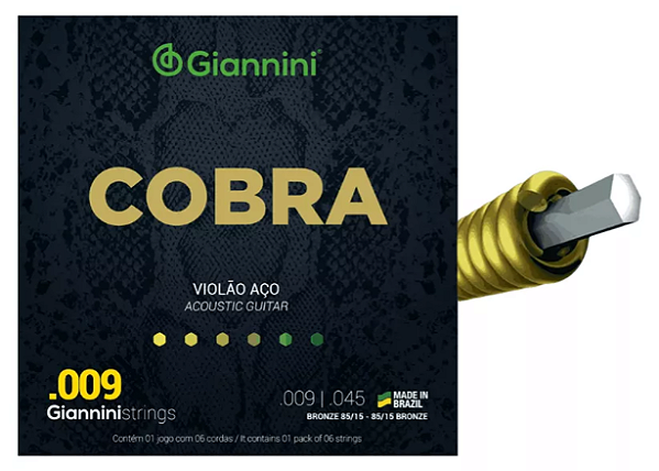 Encordoamento Giannini COBRA P/ Violão Aço Tensão Leve