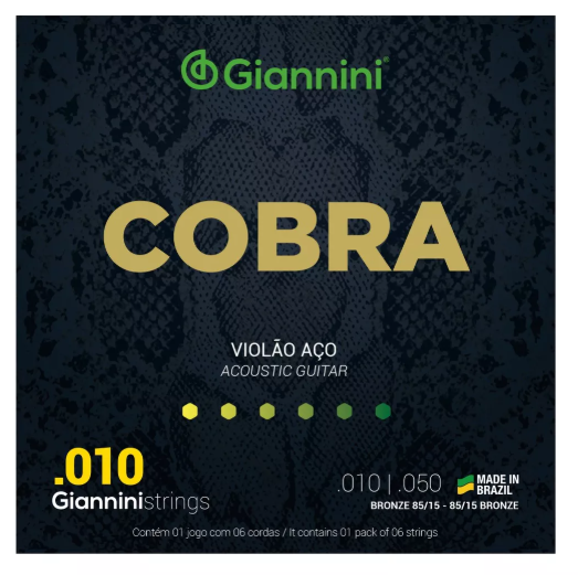 Encordoamento Giannini COBRA P/ Violão Aço Tensão Média