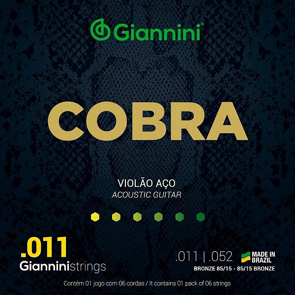 Encordoamento Giannini COBRA P/ Violão Aço Tensão Pesada