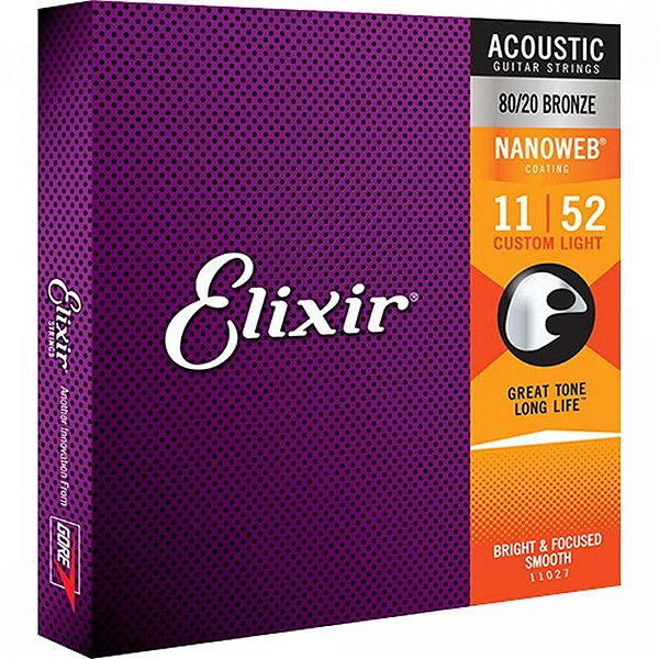 ENCORDOAMENTO ELIXIR NANOWEB VIOLÃO BRONZE 011-052