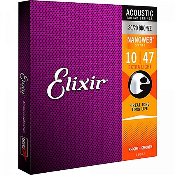 Encordoamento Elixir Nanoweb p/ Violão Bronze 010-047