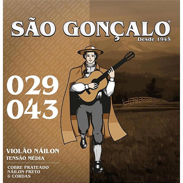 Encordoamente São Gonçalo Violão Nylon Preto Média c/ Bol