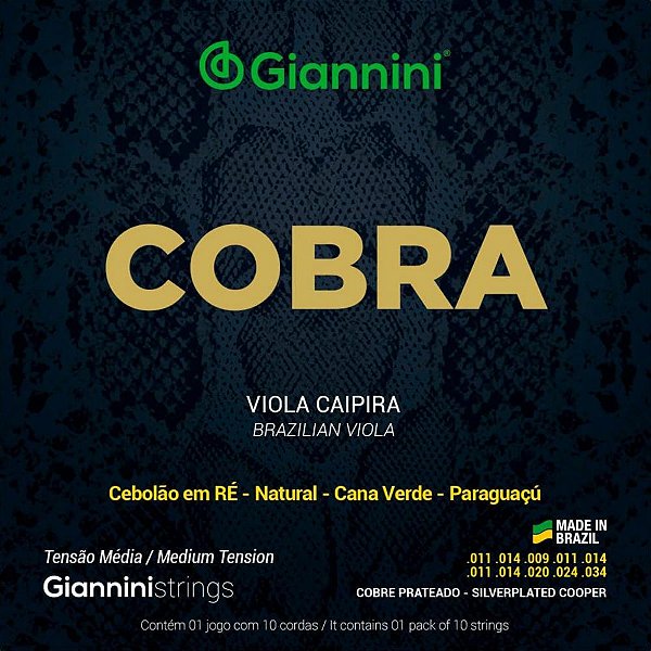 Encordoamento Pra Viola Aço Média Série Cobra Giannini GESVM