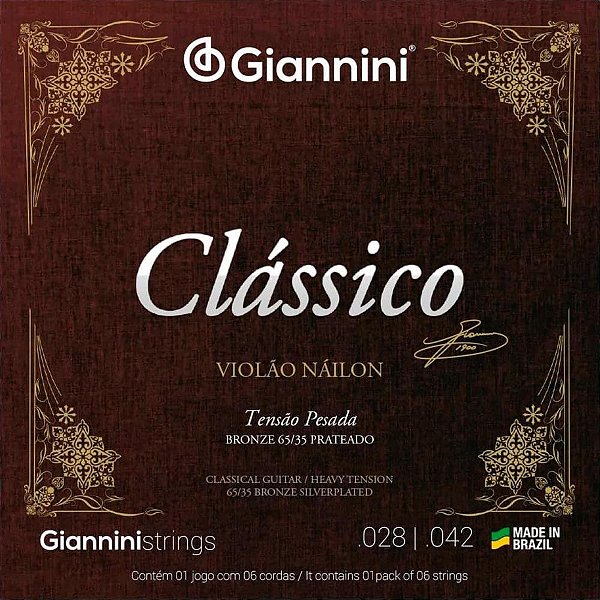 Encordoamento Giannini Clássico Violão Nylon Pesado GENWPL