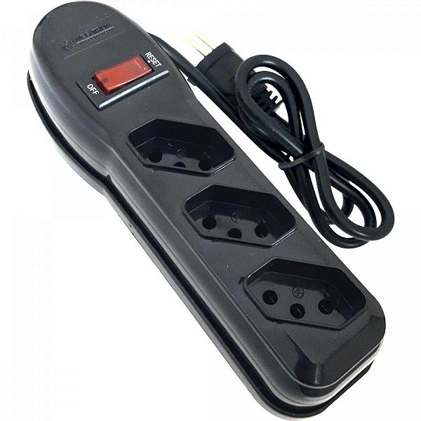 Filtro de Linha Com 3 Tomadas 1M Circuit Breaker Preto