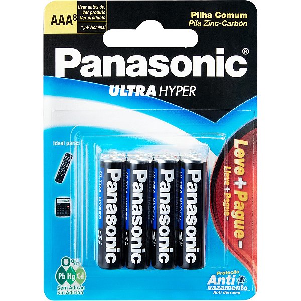 Pilha Zinco 1,5V AAA R03UAL/L8P6 (C/8 Pilhas) Panasonic