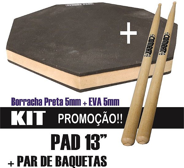 Pad De Estudo 13'' (j01) + 1 Par De Baquetas