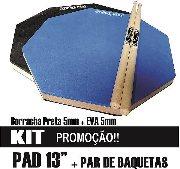 Pad De Estudo 13'' Azul(j03) + 1 Par De Baquetas