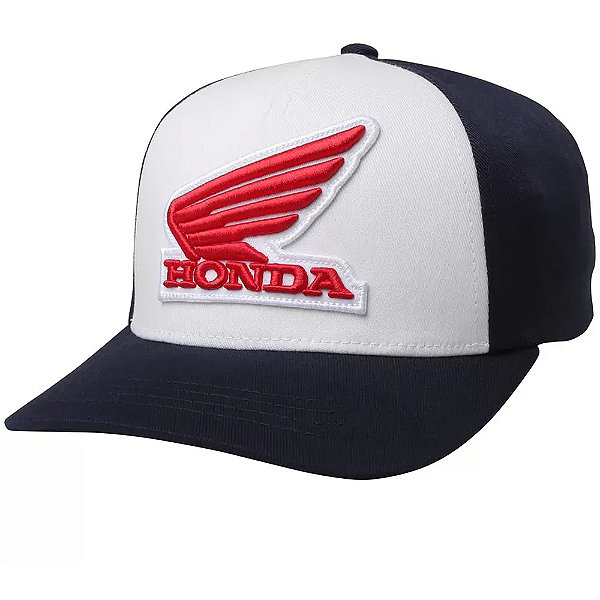 Boné Fox Aba Curva Honda Flexfit Azul e Branco