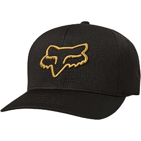 Boné Fox Aba Curva Lithotype Flexfit Preto e Amarelo