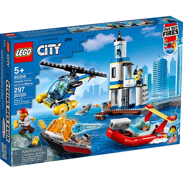 Lego City Patrulha Costeira em Combate Fogo 60308 297pcs