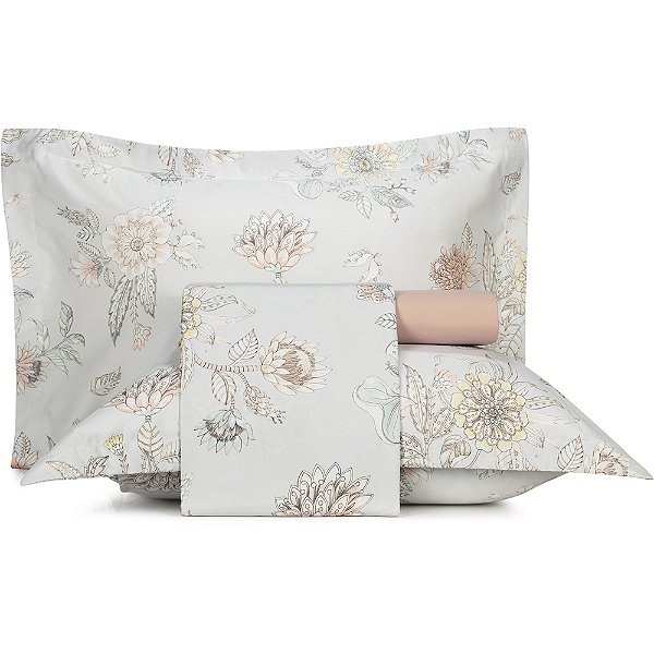 Jogo de Cama Altenburg Hyper Botanic TA 4 Peças Casal Bege