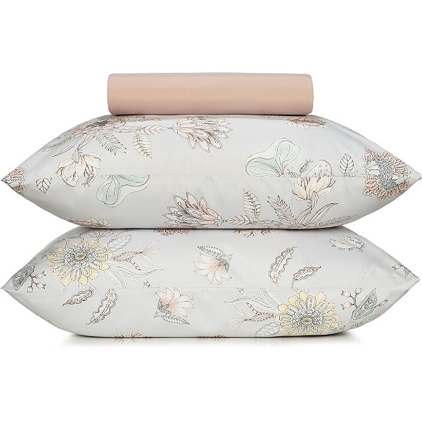 Jogo de Cama Altenburg Hyper Botanic TA 3 Peças Casal Bege