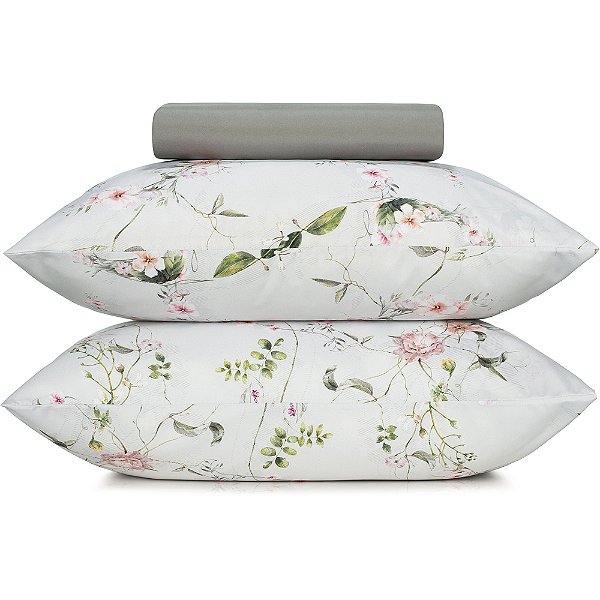 Jogo de Cama Altenburg Romantic Bloom TA 3 Peças Queen Cinza
