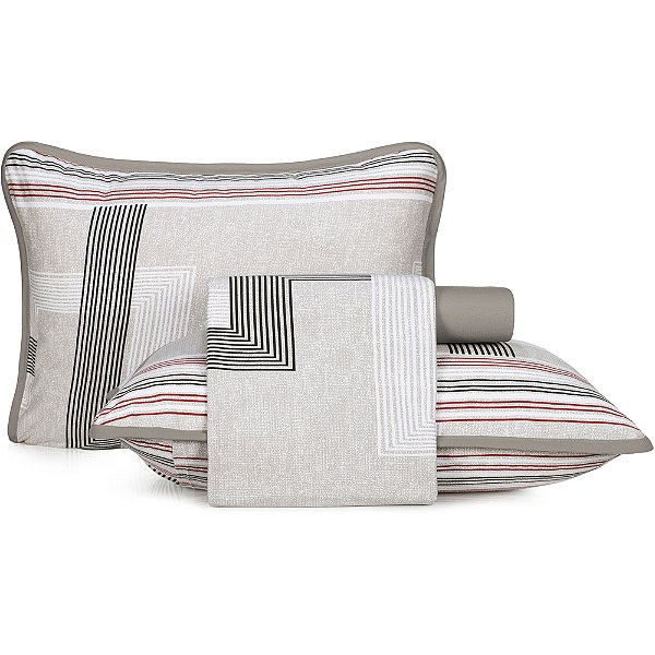 Jogo de Cama Altenburg Crossline Malha 4 Peças Queen Cinza