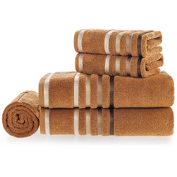 Jogo de Toalha Banho Karsten Lumina 5 Peças Marrom