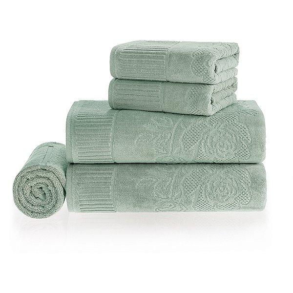 Jogo de Toalha Banho Karsten Grace 5 Peças Verde
