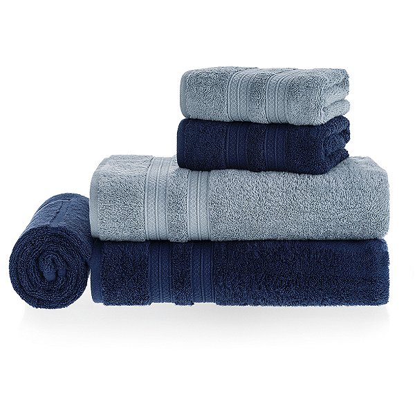 Jogo de Toalha Banho Karsten Unika 5 Peças Azul