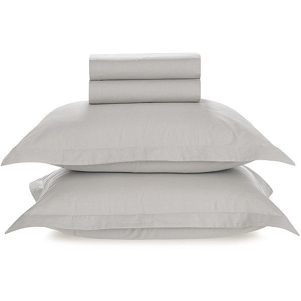 Jogo de Cama Karsten Liss 180 Fios 4 Peças Queen Cinza