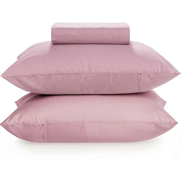 Jogo de Cama Karsten Matiz 150 Fios 3 Peças Casal Rosa